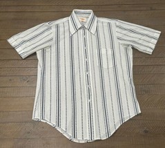 Arrow Knits Point Collar - White/Navy Striped Polyester Shirt - 15 1/2&quot; ... - £15.71 GBP