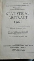 Book Statistical Abstract No 115 1961 Thoroughbred Breeders Association - $44.27 CAD