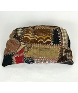 Antique Handmade Crazy Quilt Pattern Pillow Embroidered Details - $1,384.02 MXN