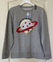 Members Mark Girls  Planet Pizza Flip Sequin Size14/16 Gray Sweatshirt *NWT - £14.08 GBP