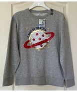 Members Mark Girls  Planet Pizza Flip Sequin Size14/16 Gray Sweatshirt *NWT - £13.94 GBP