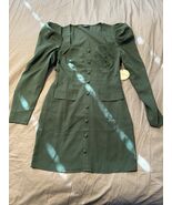 Milk &amp; Honey Green Long Sleeve Mini Dress Button Front Faux Pockets Size... - €21,04 EUR