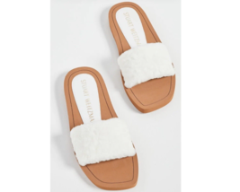 STUART WEITZMAN Cammy Slide Sandal Ivory Natural Sheep Shearling Leather... - £98.69 GBP