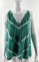Banana Republic Womens Tank Top Size XL Green Navy Blue Tassel Tie Sleev... - $21.78