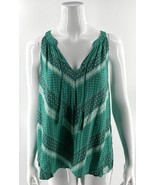 Banana Republic Womens Tank Top Size XL Green Navy Blue Tassel Tie Sleev... - $401.70 MXN