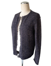 Eileen Fisher Marled Open Front Fringe Cardigan Sweater - Petite M - $37.95