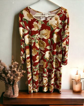 Jamie &amp; Layla Floral Women&#39;s Dress Size XL Jersey Knit Brick Red Ivory G... - $22.76