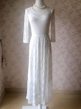 Ivory White Long Lace Dress Outfit Women Plus Size Bohemian Lace Dress image 1
