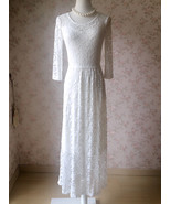 Ivory White Long Lace Dress Outfit Women Plus Size Bohemian Lace Dress - $80.12 CAD