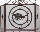 3-Panel Fireplace Screen Decorative With Galloping Horses Design - Stand... - $231.99