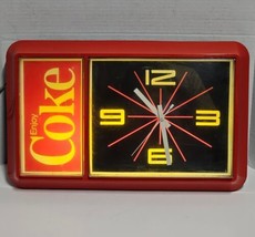 VINTAGE 1985 Coca-Cola &quot;Enjoy Coke&quot; Light Wall Clock Sign - 21&quot; x 13&quot; - Working - £52.32 GBP