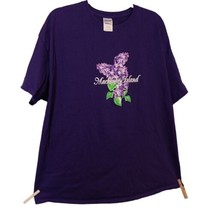 Mackinac Island Purple Flower Souvenir TShirt Gildan Ultra Cotton Women’... - £10.97 GBP