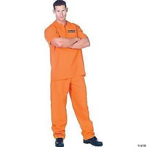 Convict Costume Adult Orange Shirt Pants Prisoner Halloween One Size UR29436 - £41.87 GBP