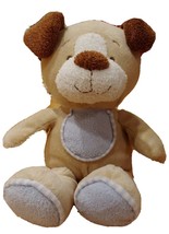 Babies R Us Tan Teddy Bear Blue Circle Tummy Plush Stuffed Baby Lovey Toy 13&quot; - £12.93 GBP