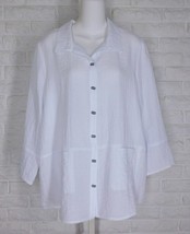 HABITAT Hidden Pocket Swing Shirt High Low Rounded Hem White NWT Large - $84.14