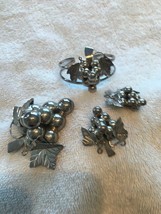 Vintage 4 pc Mexico 925 sterling silver grape clusters brooch bracelet earrings - £60.52 GBP