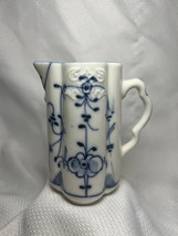 Antique Chinese Cobalt Blue And White Floral Painted Porcelain Signed X Pitcher  - £23.59 GBP