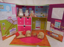 Calico Critters Carry and Play House Lot Dolls &amp;  Accessories Furniture Critters - £18.17 GBP