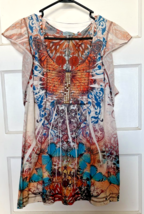 Unity World Wear Multicolor Butterfly Print Top Size L - $14.22 CAD