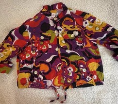 Ruby Rd Women’s Abstract Floral Button Up Jacket Roll Tab Sleeve Size 10 - $12.00