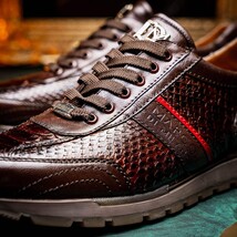 Brescia Snake and Classic Calfskin Fashion Sneaker Brown image 9