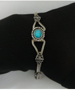 Byzantine Bracelet Sterling Silver 925 Turquoise Art Deco Style Vintage ... - $1,451.38 MXN
