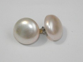 Vintage new old stock 70&#39;s faux pearl button round post pierced earrings... - $5.00