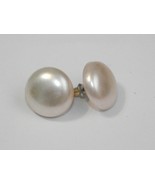 Vintage new old stock 70&#39;s faux pearl button round post pierced earrings... - £3.93 GBP