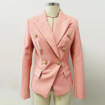 Classic Stylish Women Pink Button 100%Real Genuine Lambskin Leather Party Blazer - £95.21 GBP
