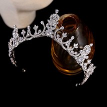 Tiaras Fashion Silver Color Crowns CZ Crystal Headbands Princess Diadems Wedding - £93.40 GBP