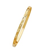 Genuine 14k Yellow Gold Ladies Diamond-Cut 4mm Solid Bangle Bracelet 7&quot; ... - $701.00+