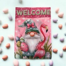 Easter Welcome Garden Flag - Double-Sided, Flamingo &amp; Gnome Design, 12 x... - $9.85