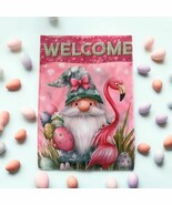 Easter Welcome Garden Flag - Double-Sided, Flamingo &amp; Gnome Design, 12 x... - €8,68 EUR