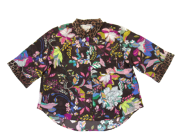 NWT Johnny Was Arabella Boxy Silk Shirt in Brown Floral Silk Top XL $255 - £117.33 GBP