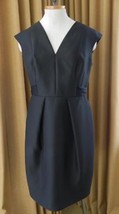 Carmen Marc Valvo Dress Black Cocktail Satin Tie V Neck Sleeveless 10 - $70.52