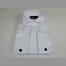 Men Tux Formal 100% Cotton Shirt MANSCHETT Turkey Slim Fit 303-01 White Wing tip image 4