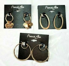 Franco Gia Earrings Hoops 3 Pair Gold Tone Metal Lever Back #10 New - £19.13 GBP