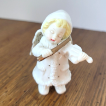 Angel Playing Violin Grandeur Noel Porcelain 3.5&quot; Tall Christmas Figurine - $6.92