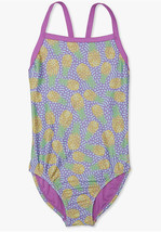 NWT Speedo Girls Printed Propel Back One-Piece Lemon Chrome Size 16 - £14.78 GBP