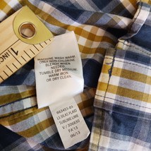 Banana Republic Men's White Blue Gold Plaid Long Sleeve Button-Up Cotton Shirt L image 5