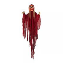 USA SELLER Red 5.5 ft Light-Up Hanging Skeletal Reaper in Red Robes - £41.10 GBP