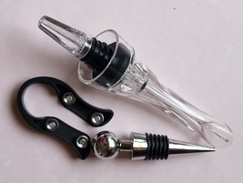 3-Pc Black &amp;Silver Wine Tool Set - Aerator/Pourer / Foil Cutter / Bottle Stopper - £10.38 GBP