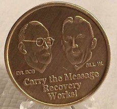 Alcoholics Anonymous Founders Carry The Message Not The Mess Bronze Medallion AA - £1.20 GBP