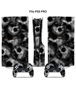 Fits PS5 PRO Disc Console &amp; 2 Controller Black Skulls Vinyl Wrap Skin Decal - $312.71 MXN