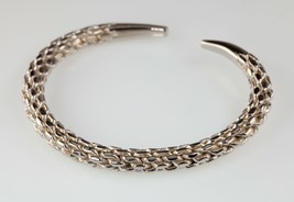 Sterling Silver 6mm Wide braided Chain Cuff Bracelet 7.25&quot; - £145.78 GBP