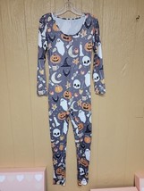 Womens One Piece Sleepwear Pajamas Halloween Jumper sz Small Gray - £22.76 GBP