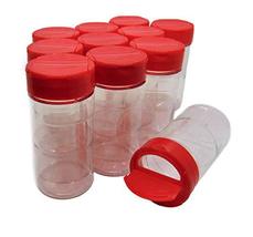Small 2 OZ Clear Plastic Spice Container Bottle Jar With Red Cap- Set of... - £19.97 GBP