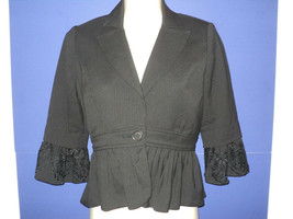 Arden B. Jacket Size XS Charcoal Gray Pin Stripes Cropped 3/4 Sleeves - £12.68 GBP