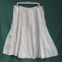 Talbots Woman 100% Irish Linen Skirt Beige A-Line Inverted Pleats Size 16W 16 - £22.40 GBP