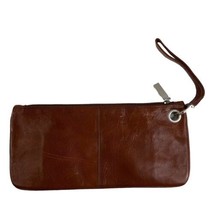 HOBO International Vida Brown Polished Leather Pouch Wristlet Clutch Wallet - £28.18 GBP